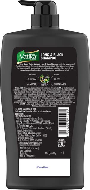 DABUR VATIKA Amla Long & Black Shampoo, For Shiny, Long & Black Hair ...