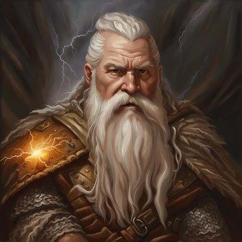 A heroic fantasy oil painting of a dwarven cleric with scars from a ...