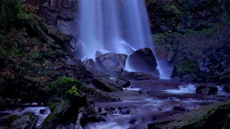 Wallpaper waterfall, landscape, stones, nature hd, picture, image