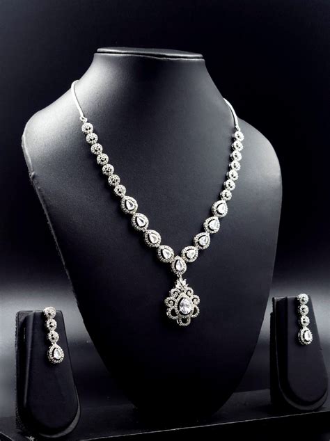 American Diamond Drop Pendent Set – Girly Gadgets