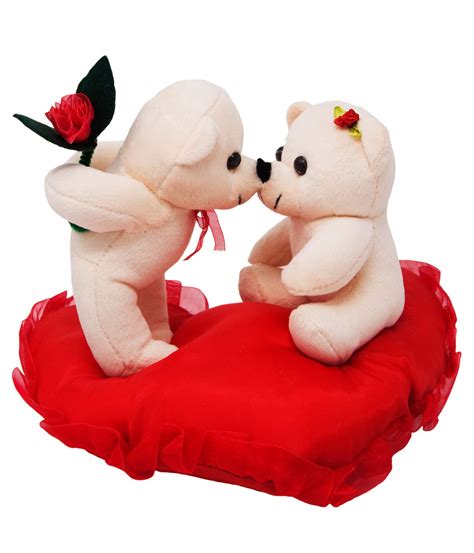 Buy FunZoo Valentine Kissing Couple Teddy Bear Pair On Heart Soft Toy ...