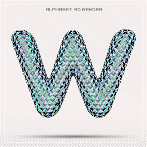 Premium PSD | Blue letter w font alphabet 3d render