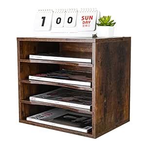PAG Office Supplies Desk Organizer Wood File Mail Sorter with 3 ...