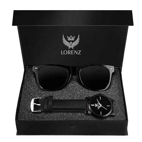 LORENZ Analogue Black Dial Men's Watch & Wayfarer Sunglasses Combo for ...