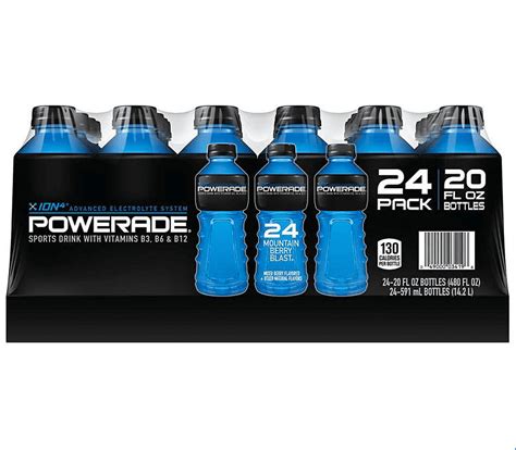 Powerade Mountain Berry Blast Sports Drink, 20 fl oz Bottles, 24 Pack ...