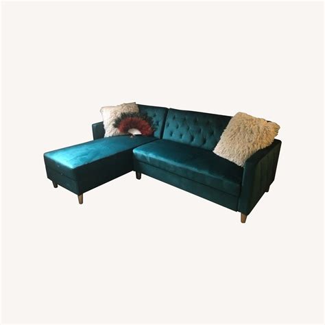 Wayfair Velvet Green Liberty Sectional Sofa w/ Storage - AptDeco