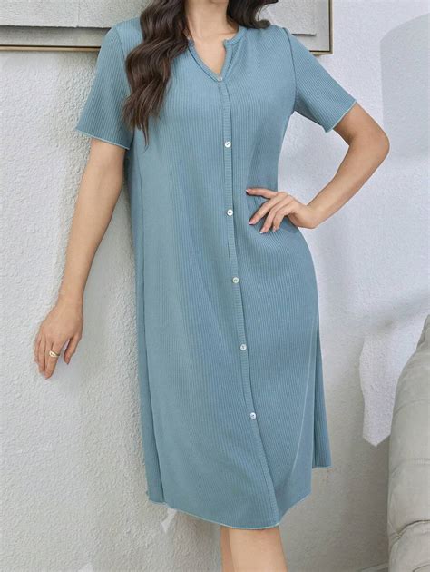 Lazeform Solid Color Comfortable Textured Knit Short Sleeve Women ...