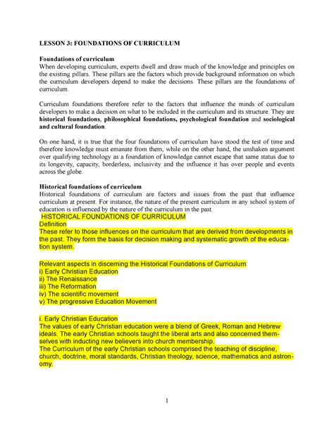 Lesson 3 Foundations OF Curriculum - LESSON 3: FOUNDATIONS OF ...