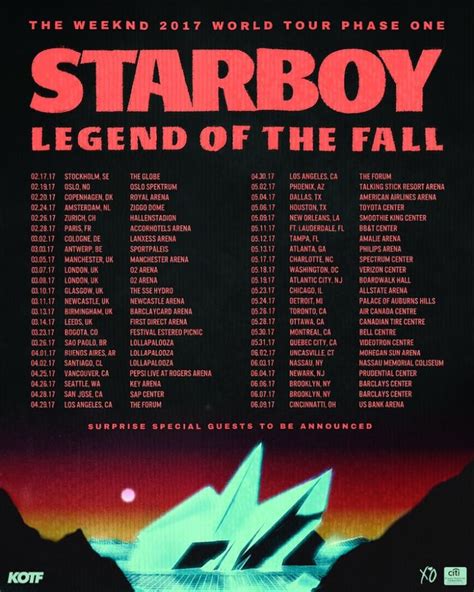 The Weeknd announces “Starboy: Legend of The Fall” tour-Phase 1 – fresh ...