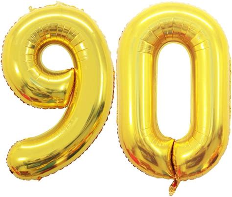 GOER 42 Inch Gold Number 90 Balloon,Jumbo Foil Helium Balloons for 90th ...