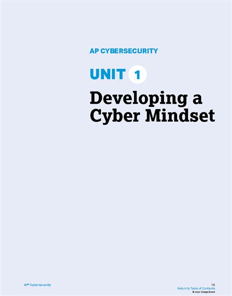 AP CYBERSECURITY UNIT 1: Developing a Cyber Mindset and Risk Management ...