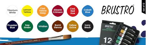 BRUSTRO Acrylic Paint Colour Set | Set of 24 Colours X 12ml Tubes ...