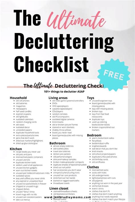 Image result for Decluttering Checklist Free Printable