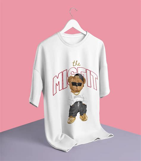 Misfit Teddy White Oversized T-shirt – Lazy Hippos