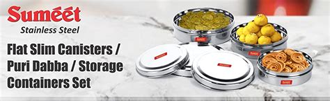 Buy Sumeet Stainless Steel Storage Container- 300ML,480ML,600ML, 3 ...