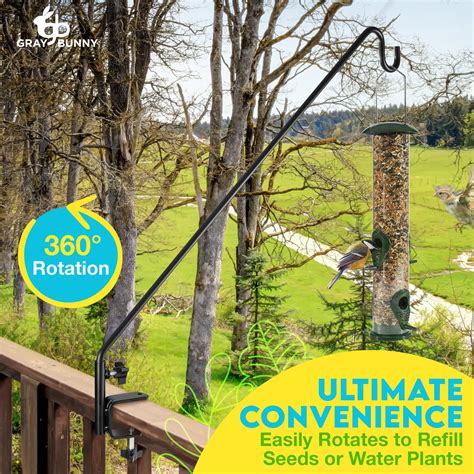 Snapklik.com : Deck Hook, 37 Inch Bird Feeder Pole, Non-Slip Clamp Deck ...
