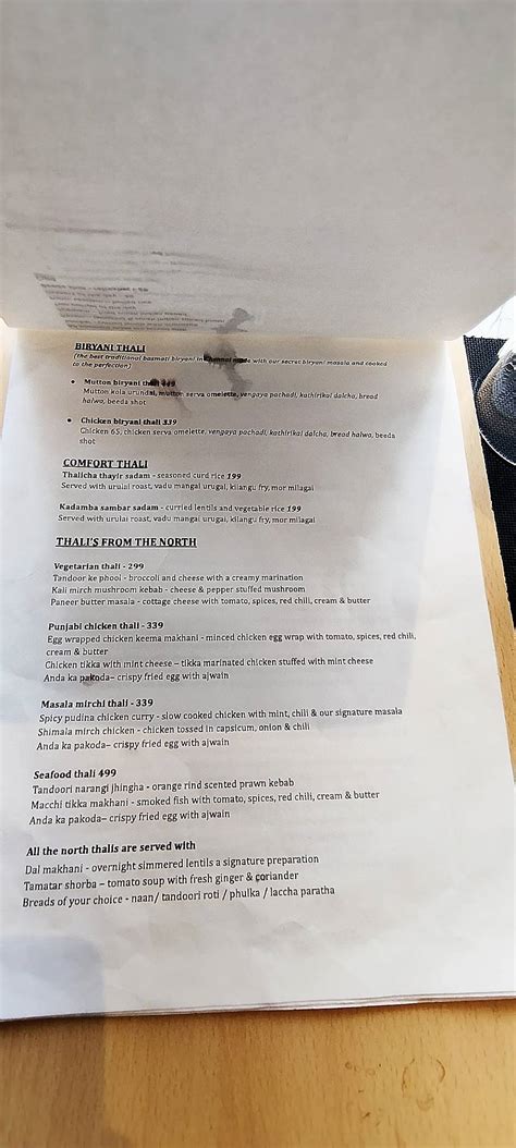 Menu at Thalis By Palette, Chennai