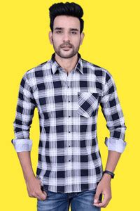 BlackLilly Men Checkered Casual White Shirt - Buy BlackLilly Men ...