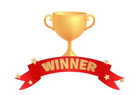 Golden cup 3d red ribbon winner 1st place minimal, gold winners stars ...