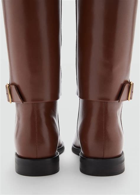 Leather boots with decorative buckle | MANGO Iraq