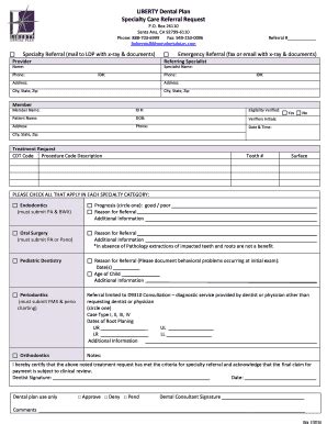 Liberty Dental Specialty Referral Form - Fill and Sign Printable ...