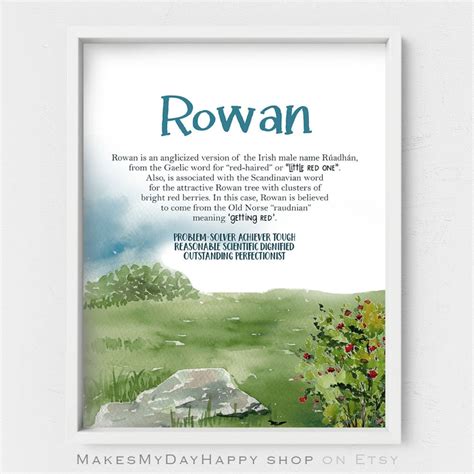 Rowan Name Meaning,first Name Wall Art,nature Nursery,red Berries ...