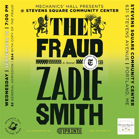 Zadie Smith presents The Fraud @ Stevens Square Community Center ...