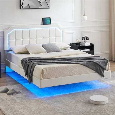 Amazon.com: GAOMON Queen Size Floating Bed Frame with RGB Led Lights ...