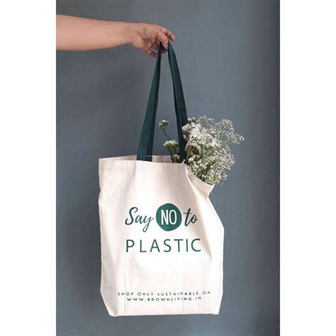Reusable Cotton Tote Bag - Say No To Plastic - Off White | Tote Bag ...