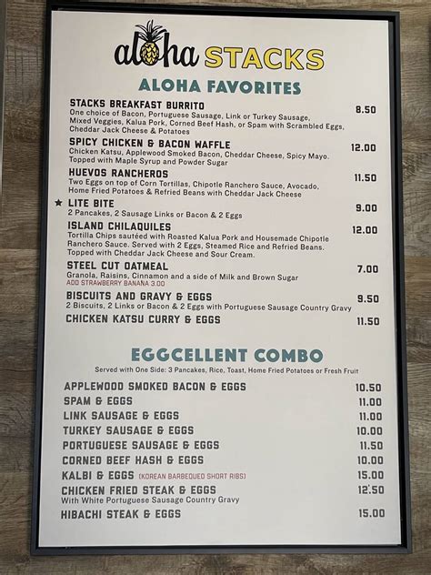 Menu at aloha Stacks Island Eatery & Bakery, Cerritos
