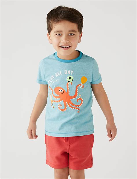 Buy Pure Cotton Octopus T-Shirt at Marks & Spencer