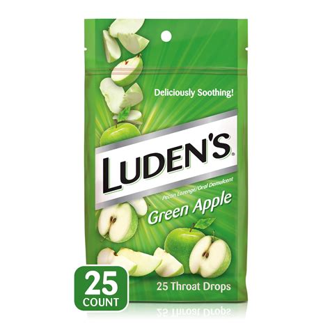 Luden's Deliciously Soothing Throat Drops, Green Apple Flavor, 25 Count ...
