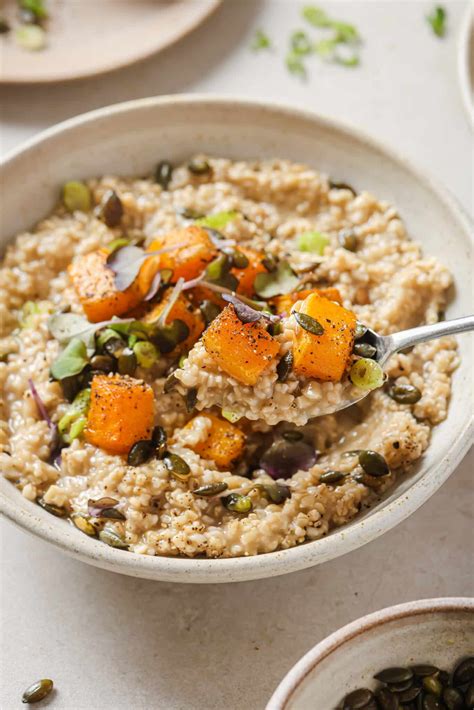 Savoury Oatmeal with Squash and Pepita (Vegan) - Two Spoons