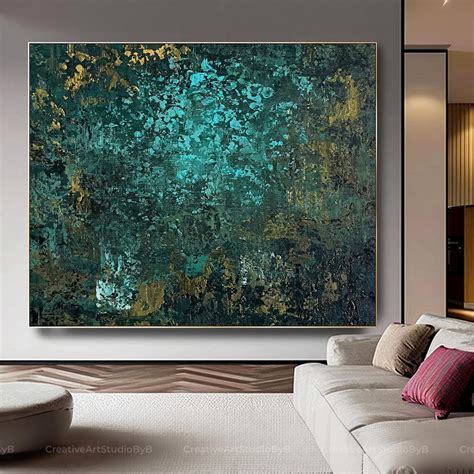 Teal Abstract Wall Art for Sale, Original Textured Painting on Canvas ...
