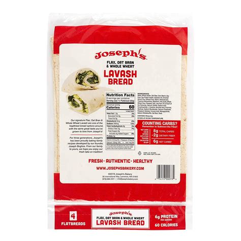 Joseph's 2-Pack Value Variety Bundle: Flax Oat Bran Whole Wheat Lavash ...