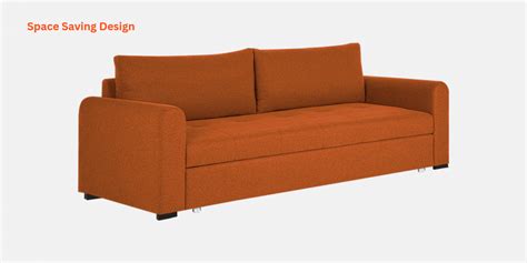 Buy Sigma Fabric 3 Seater Pull Out Sofa Cum Bed In Light Blue Colour at ...