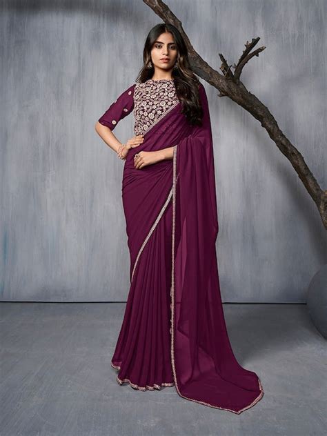 Sequinned Saree Inddus.in