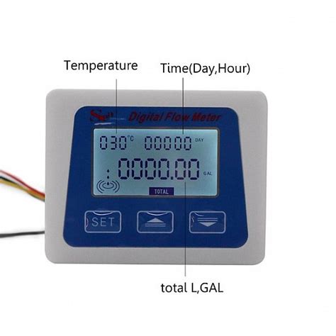 Digital LCD Display Water Flow Sensor Meter Temperature Time Record ...