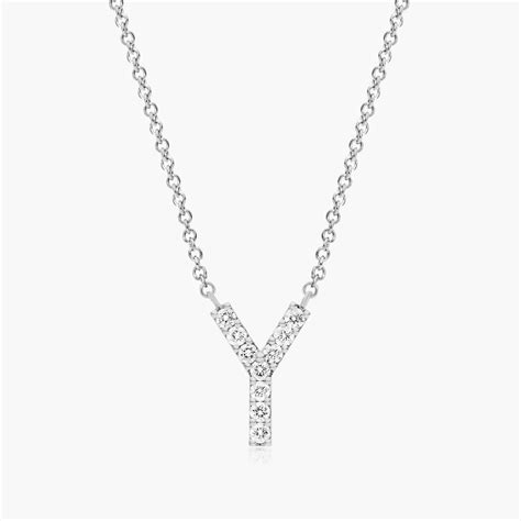 Y Initial Lab-Grown Diamond Necklace In 14K White Gold