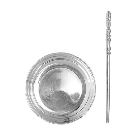 925 Silver Tikka Dandi With Plate For Ghutti or Tilak ~ CaratCafe