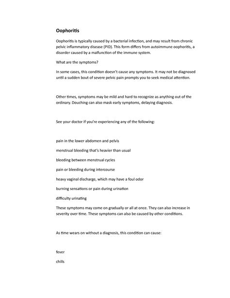 Oophoritis-WPS Office - Oophoritis Oophoritis is typically caused by a ...