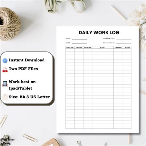 Image result for Daily Work Log Book Template
