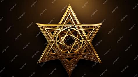 Premium Photo | A gold star of david on a dark background