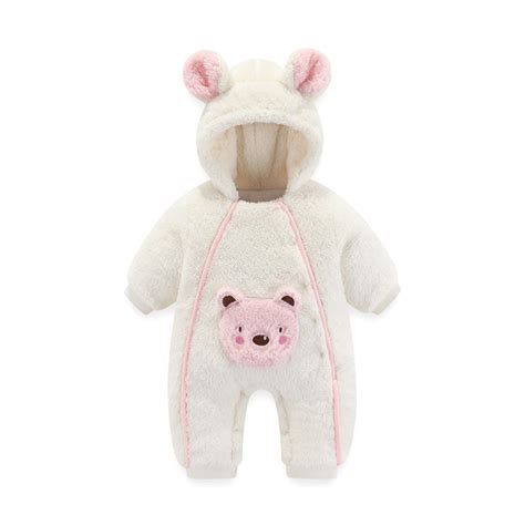 Baby Girls Boys Winter Romper Jumpsuit Infant Snowsuit Teddy Bear ...