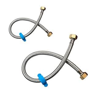 Pack of 2 Flexible Pipe Stainless Steel Braided Hose for Toilet /Taps 1 ...