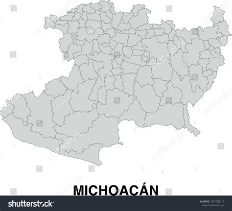 Mapa vectorial de Michoacán México dividido: vector de stock (libre de ...