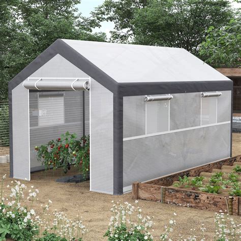 Outsunny 12' x 7' x 7' Greenhouse, Walk-in Outdoor Tunnel Green House ...