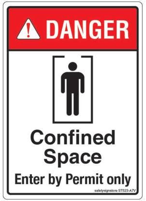 Safety Sign Store Danger: Confined Space. Enter By Permit Only ...