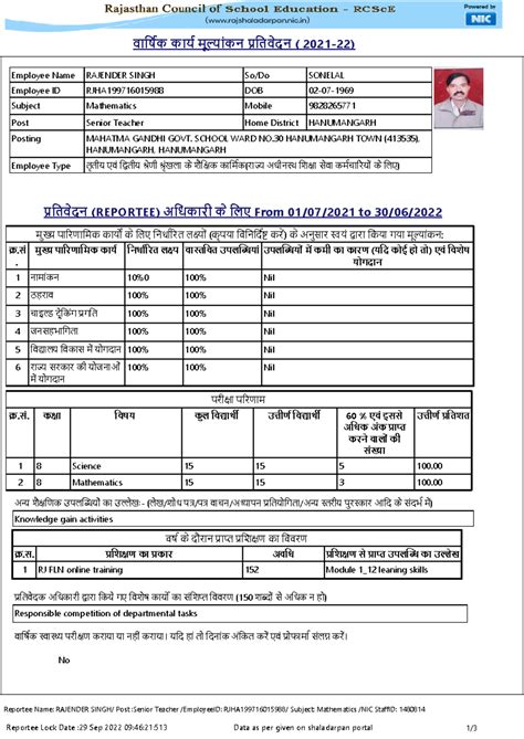 APAR Complete View 1480814 2021-22 - Employee Name RAJENDER SINGH So/Do ...