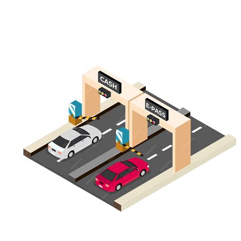 Cars passing through checkpoint to pay road toll at highway | Premium ...
